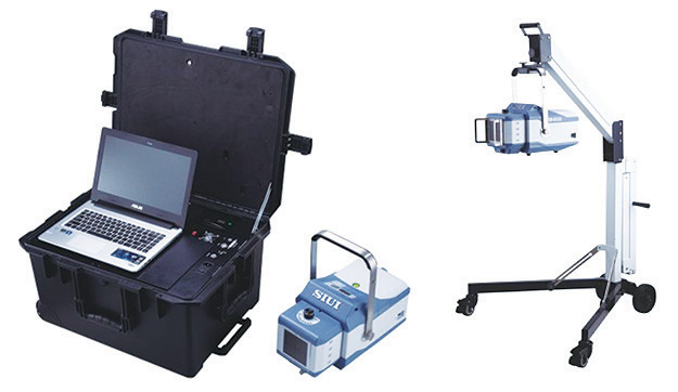 Image of the SR-8100 X-ray generator showing its stationary setup